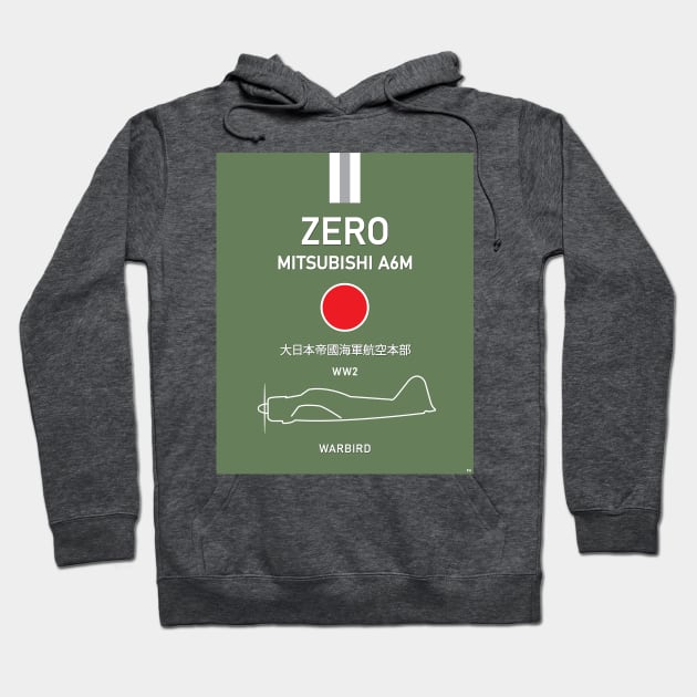 Mitsubishi A6M Zero WW2 Warbird Japan Hoodie by PB Mary